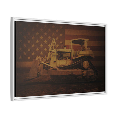 Patriotic D8N Classic Dozer | Framed Wall Art on Stretched Canvas