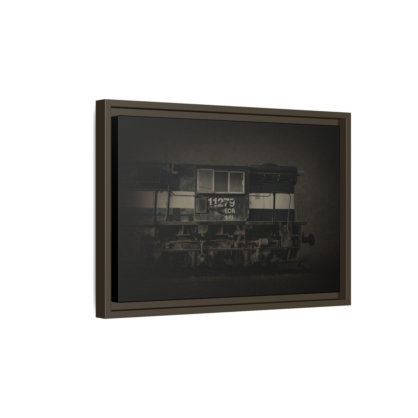 Vintage Diesel Locomotive Engine Matte Canvas Framed