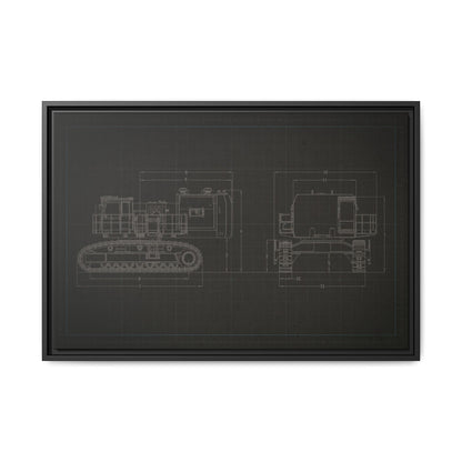 601 Excavator Drawing, Framed Wall Art on Canvas