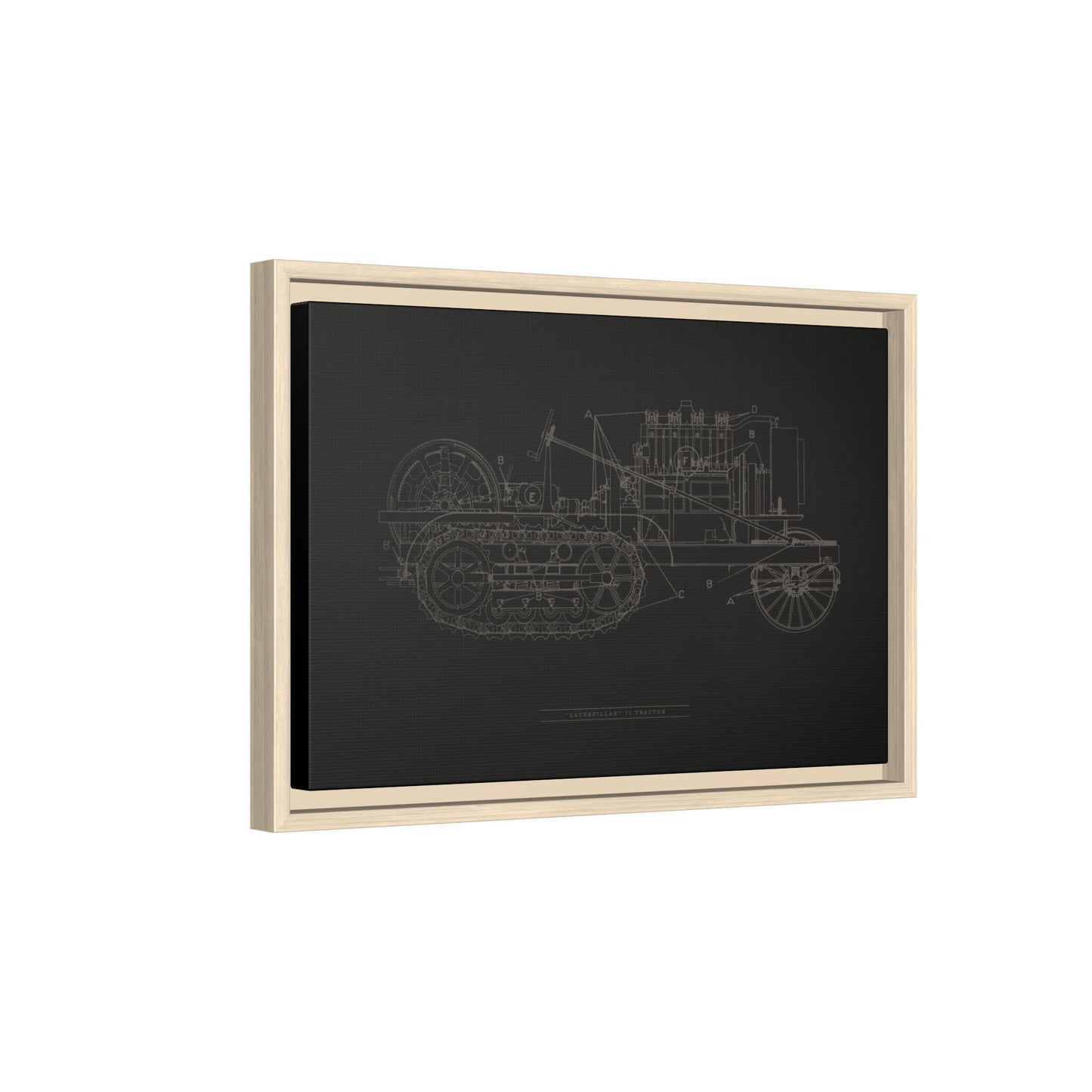 Vintage HOLT Tractor Patent Drawing Industrial Artwork | Framed Wall Art on Stretched Canvas