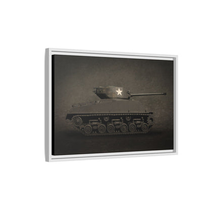 Vintage WWII  Sherman Tank, Single Star, Photo Wall Art on Framed Canvas