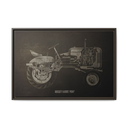 Vintage Massey Harris Pony Cutaway Drawing | Framed Wall Art on Stretched Canvas | Industrial Artwork