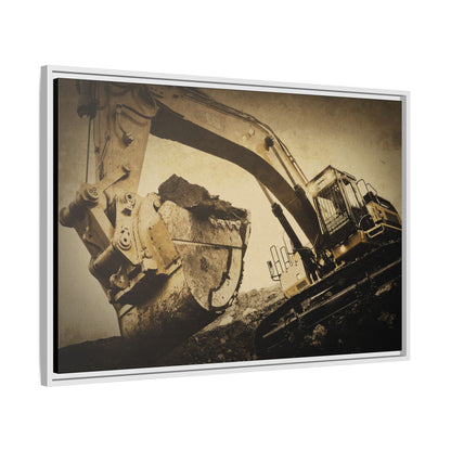 Reaching for Rocks Excavator  | Photo Art on Framed Canvas