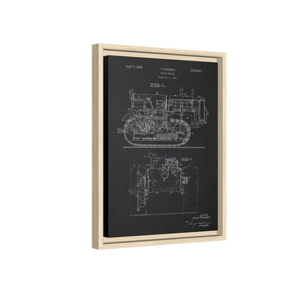 Vintage Dozer Rudiger Patent Drawing, Framed Wall Art on Canvas