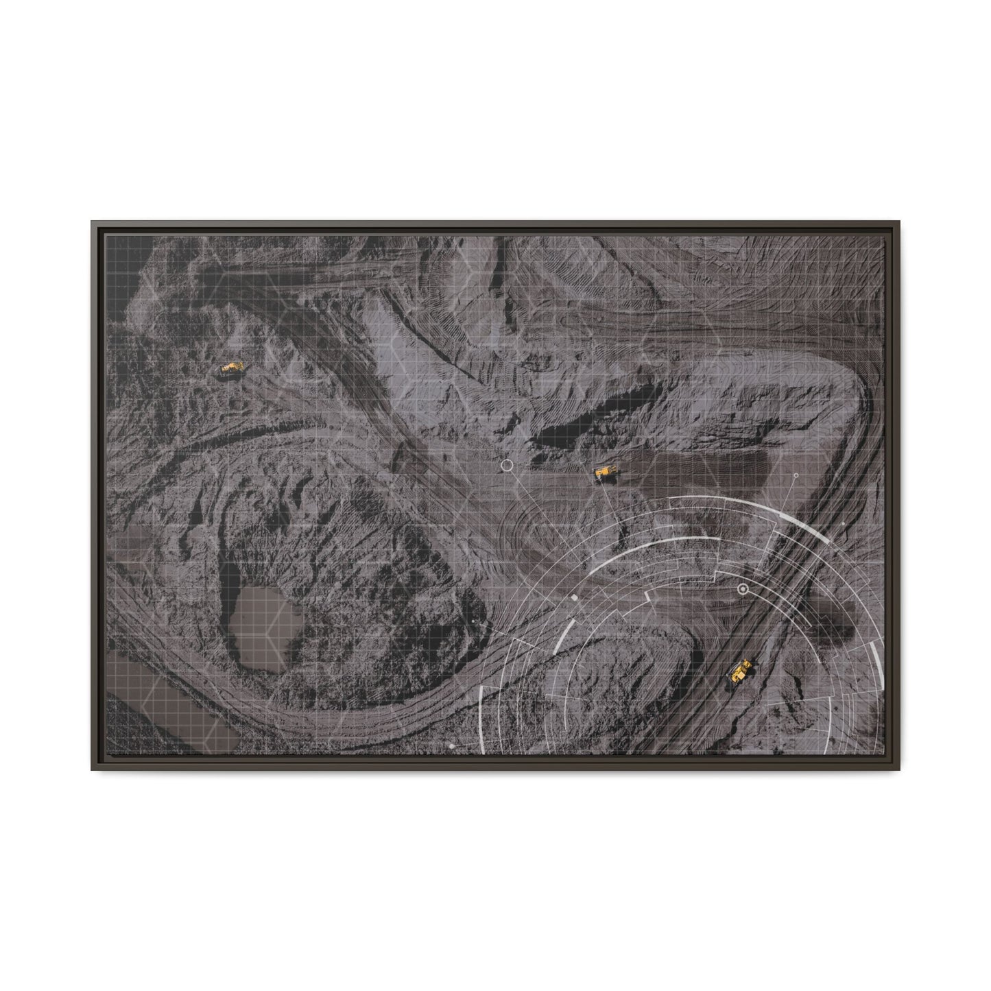 Drone Mining Construction Site - Photo Art Framed on Stretched Canvas
