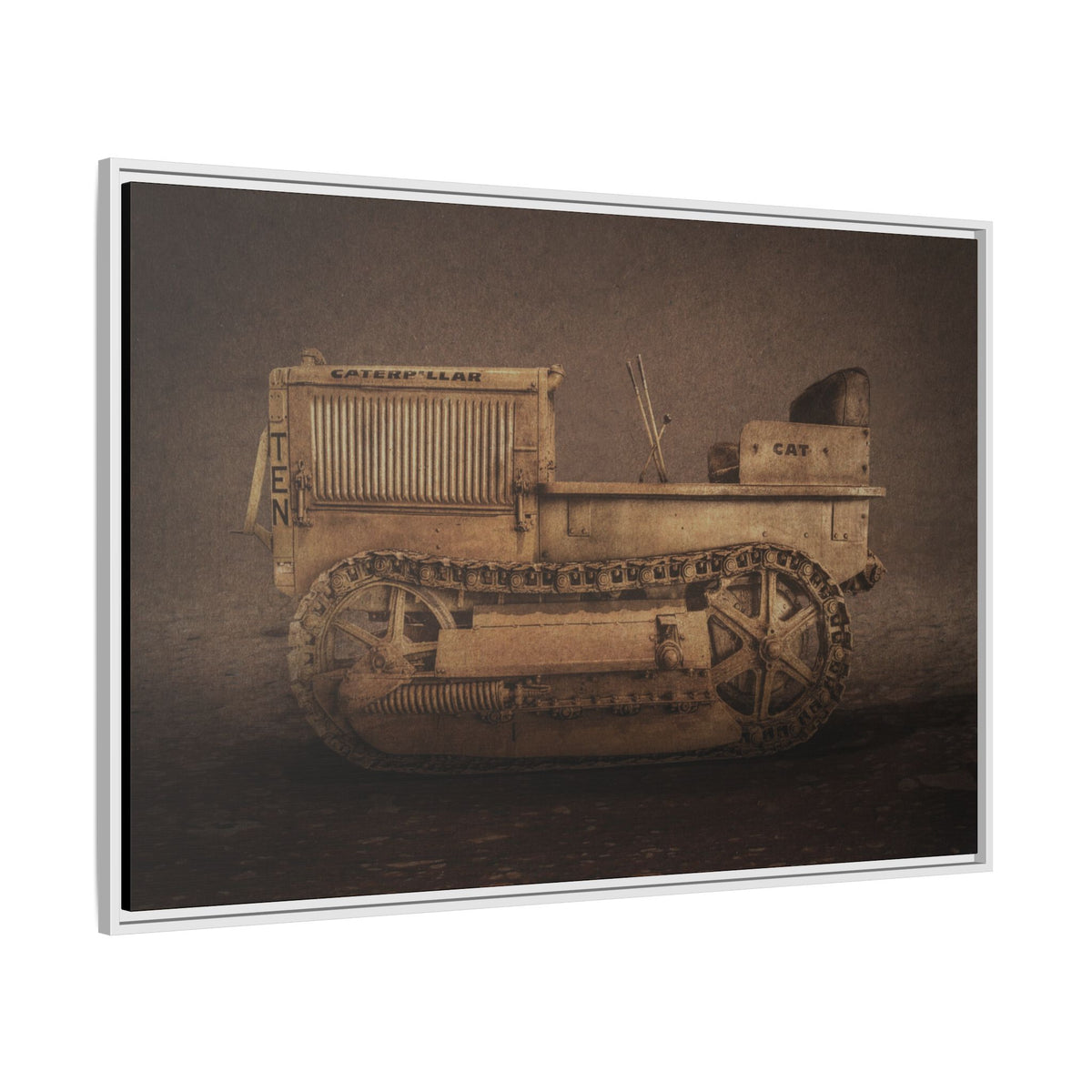 Vintage CAT 10 'TEN' Crawler | Framed Wall Art on Stretched Canvas