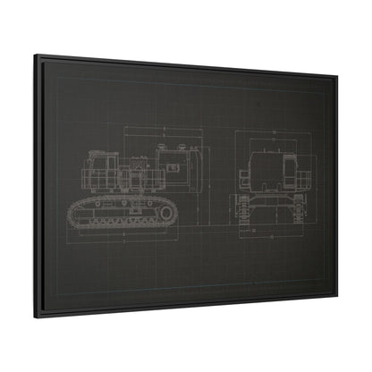 601 Excavator Drawing, Framed Wall Art on Canvas