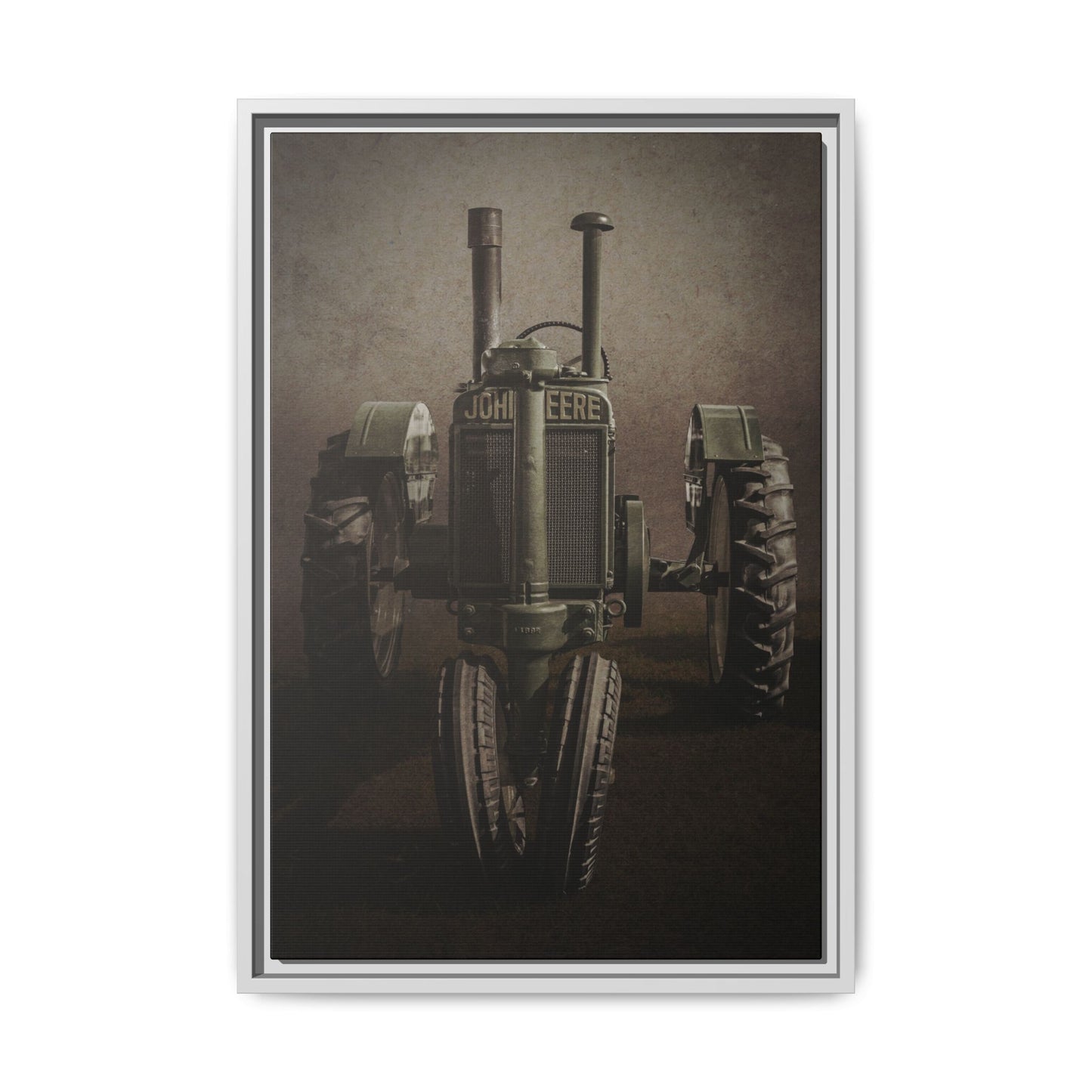 Vintage John Deere Model A Tractor Front View | Framed Wall Art on Stretched Canvas