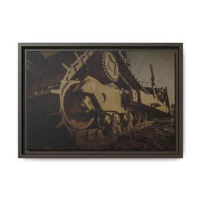 D8 Dramatic Dozer Track | Gold |  Framed Wall art on Stretched Canvas