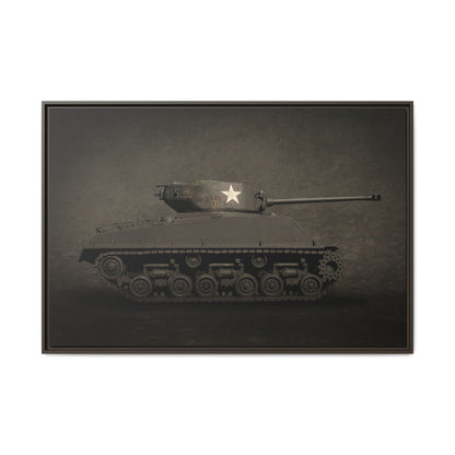 Vintage WWII  Sherman Tank, Single Star, Photo Wall Art on Framed Canvas
