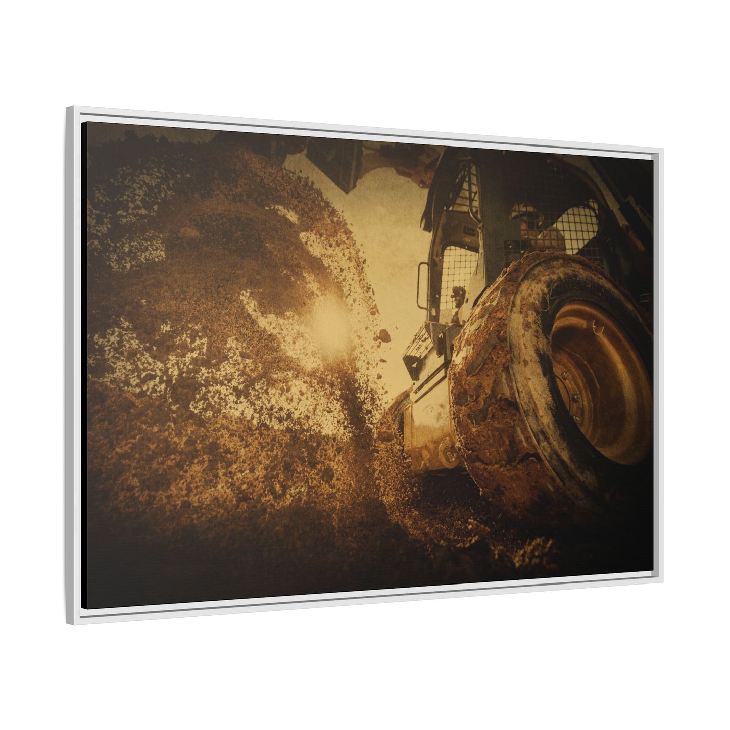 Boring Skid Steer Action | Framed Photo Wall Art on Canvas