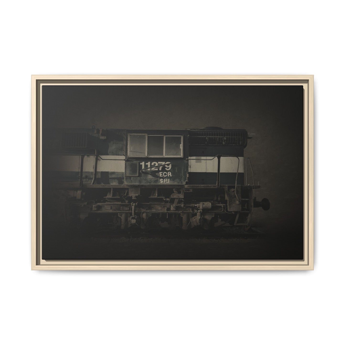 Vintage Diesel Locomotive Engine Matte Canvas Framed