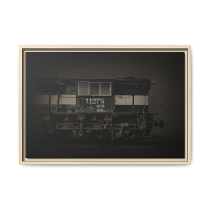 Vintage Diesel Locomotive Engine Matte Canvas Framed