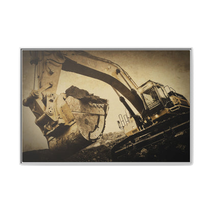 Reaching for Rocks Excavator  | Photo Art on Framed Canvas