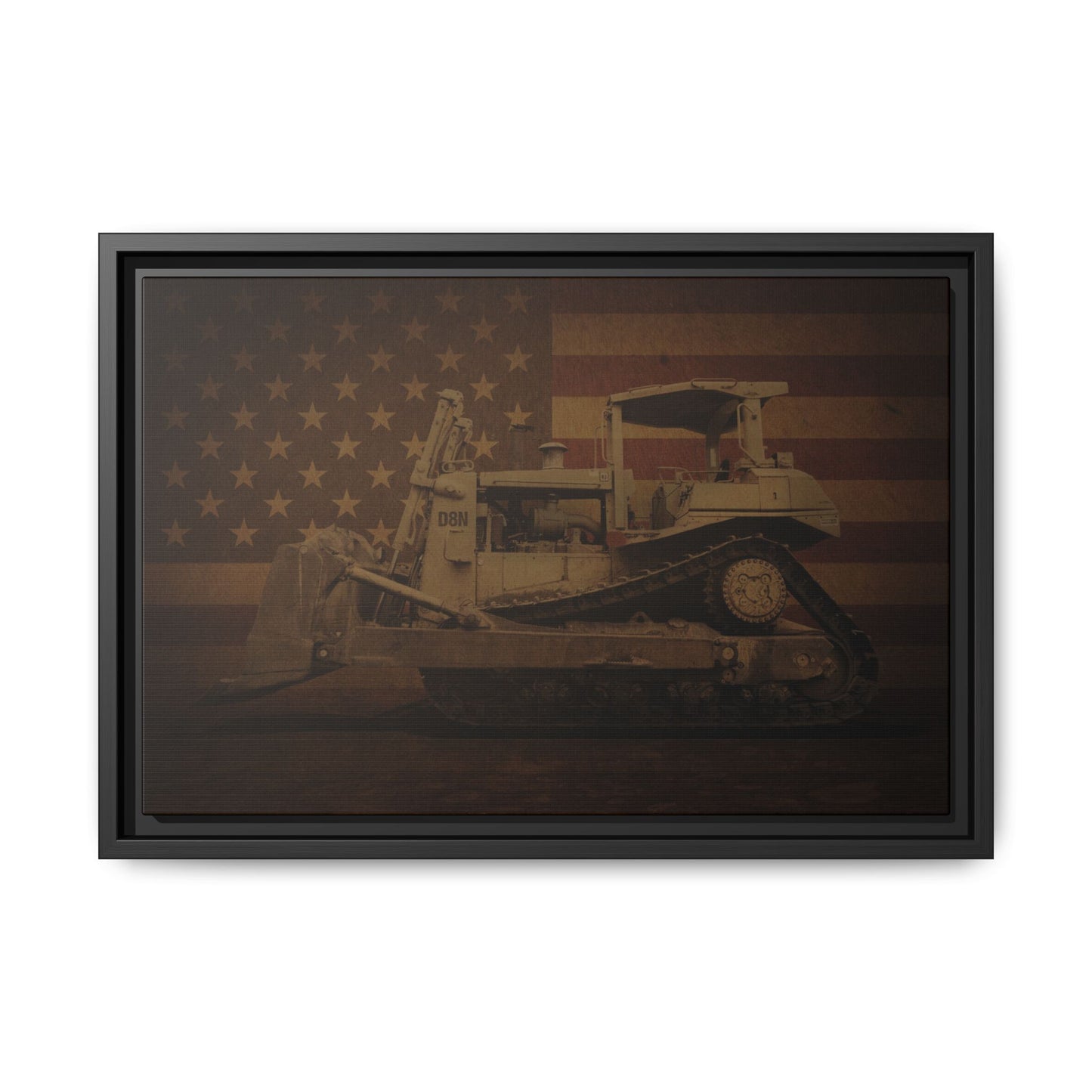 Patriotic D8N Classic Dozer | Framed Wall Art on Stretched Canvas