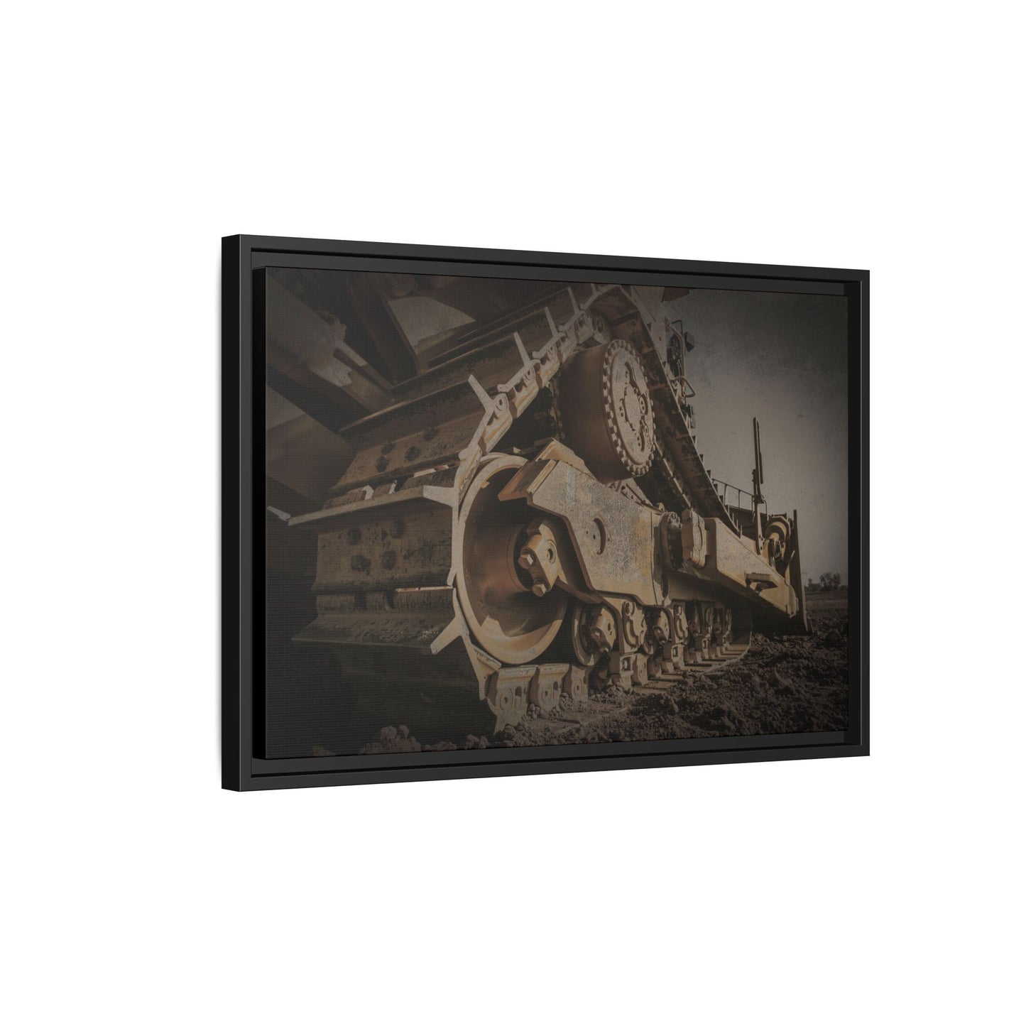 D8 Dramatic Dozer Track | Dark Gray |  Framed Wall art on Stretched Canvas
