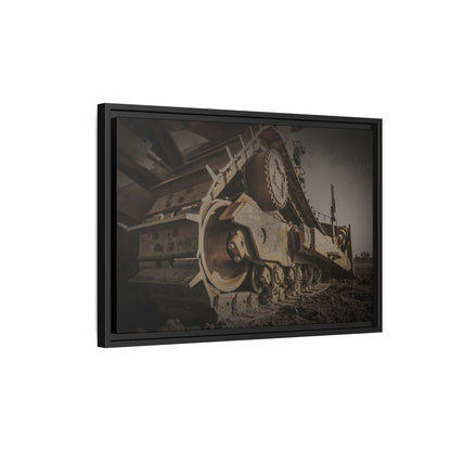 D8 Dramatic Dozer Track | Dark Gray |  Framed Wall art on Stretched Canvas