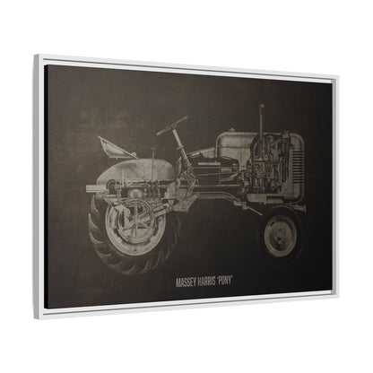 Vintage Massey Harris Pony Cutaway Drawing | Framed Wall Art on Stretched Canvas | Industrial Artwork
