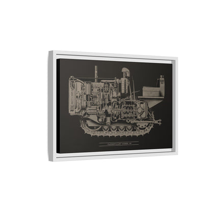 Vintage Caterpillar D2 Cutaway Drawing | Framed Wall Art on Stretched Canvas