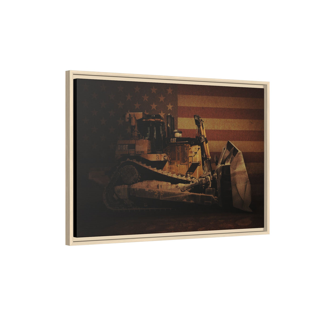 Patriotic D10T Classic Dozer | Framed Wall Art on Stretched Canvas