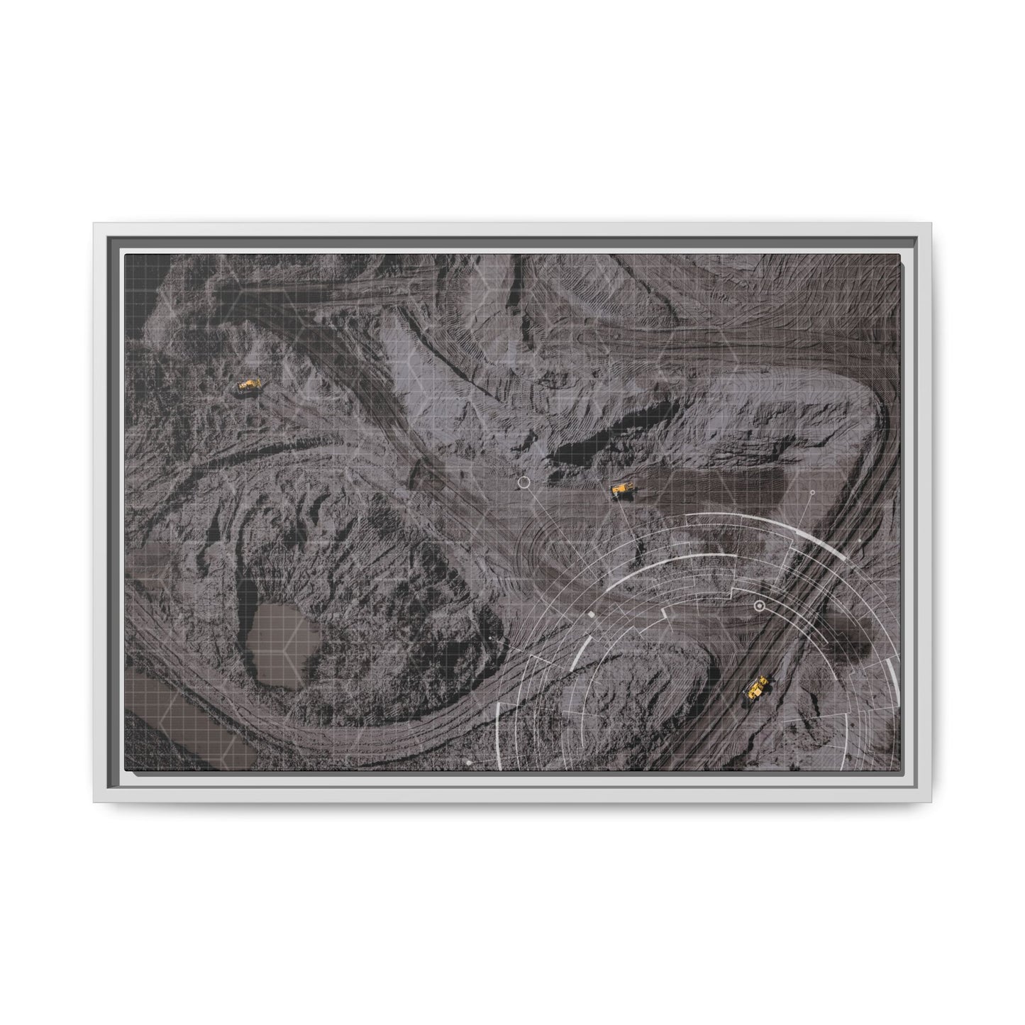 Drone Mining Construction Site - Photo Art Framed on Stretched Canvas