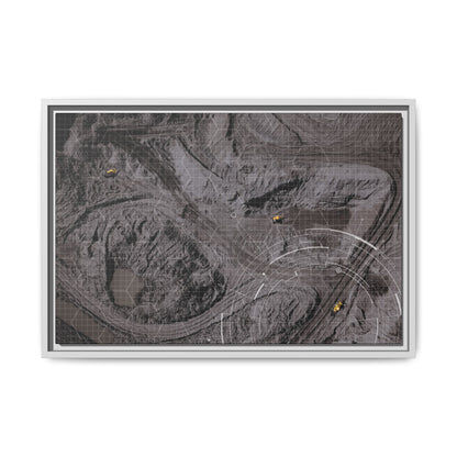 Drone Mining Construction Site - Photo Art Framed on Stretched Canvas