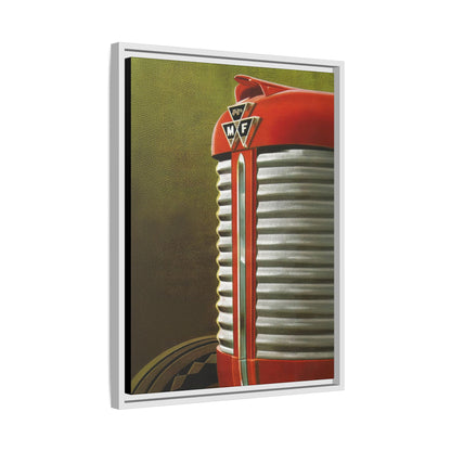 Vintage Red Tractor Grill Matte Canvas Framed | Farm Machinery Wall Art