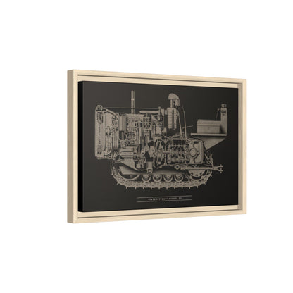 Vintage Caterpillar D2 Cutaway Drawing | Framed Wall Art on Stretched Canvas