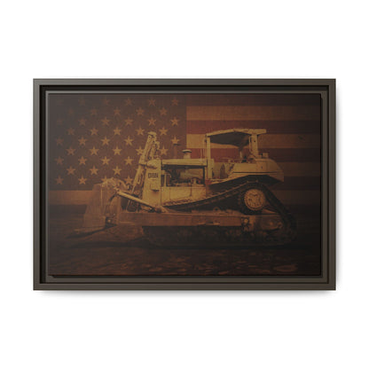 Patriotic D8N Classic Dozer | Framed Wall Art on Stretched Canvas