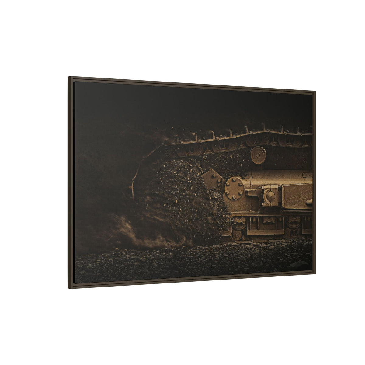 D7E Dozer Undercarriage Action | Framed Wall Art on Stretched Canvas