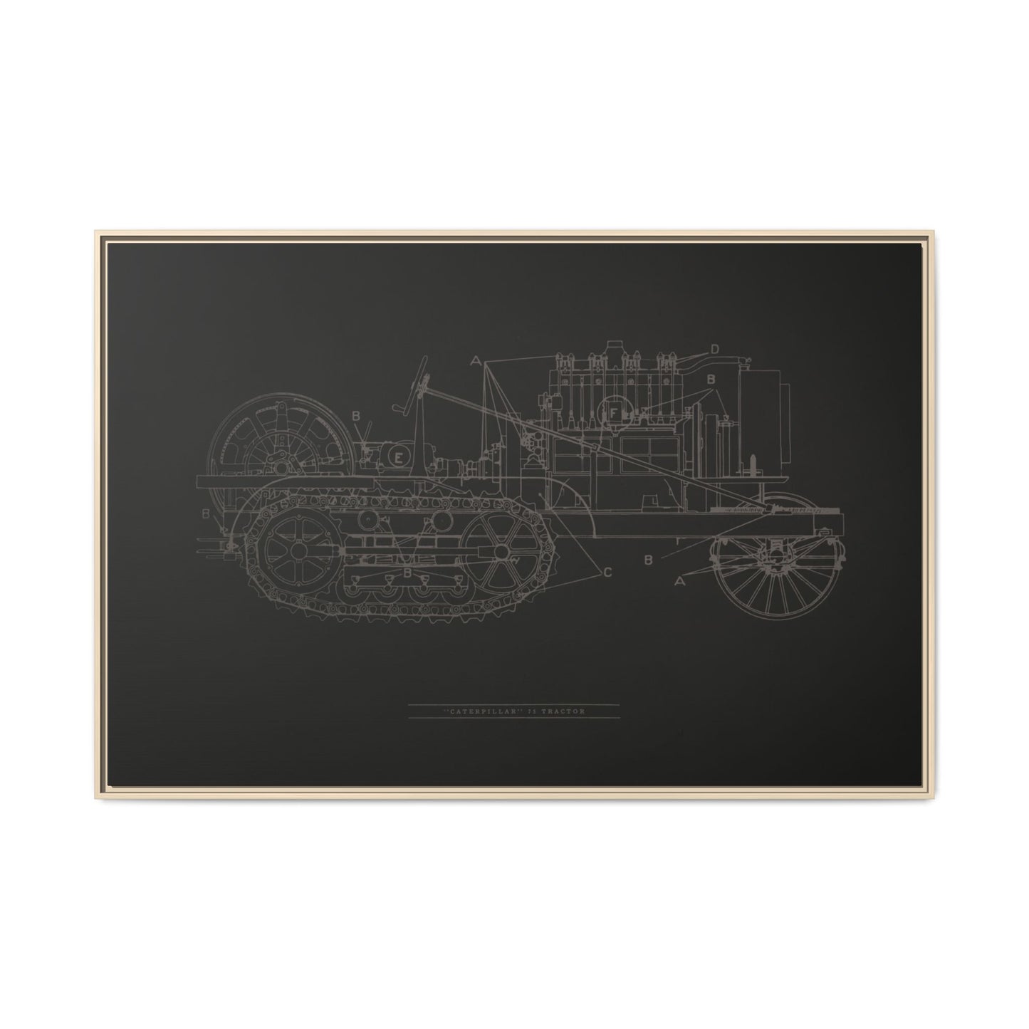 Vintage HOLT Tractor Patent Drawing Industrial Artwork | Framed Wall Art on Stretched Canvas
