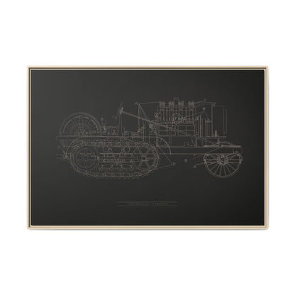 Vintage HOLT Tractor Patent Drawing Industrial Artwork | Framed Wall Art on Stretched Canvas