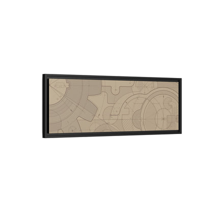 Geometric Gear Blueprint Drawing Art on Framed Canvas