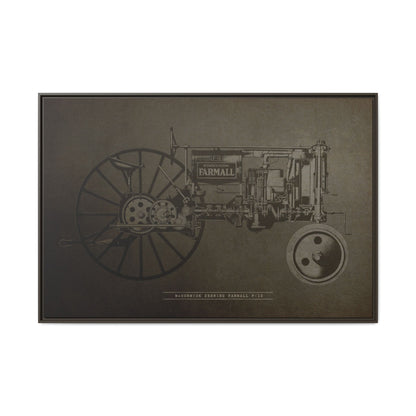 Vintage Farmall F-12 Mechanical Drawing | Framed Wall Art on Canvas
