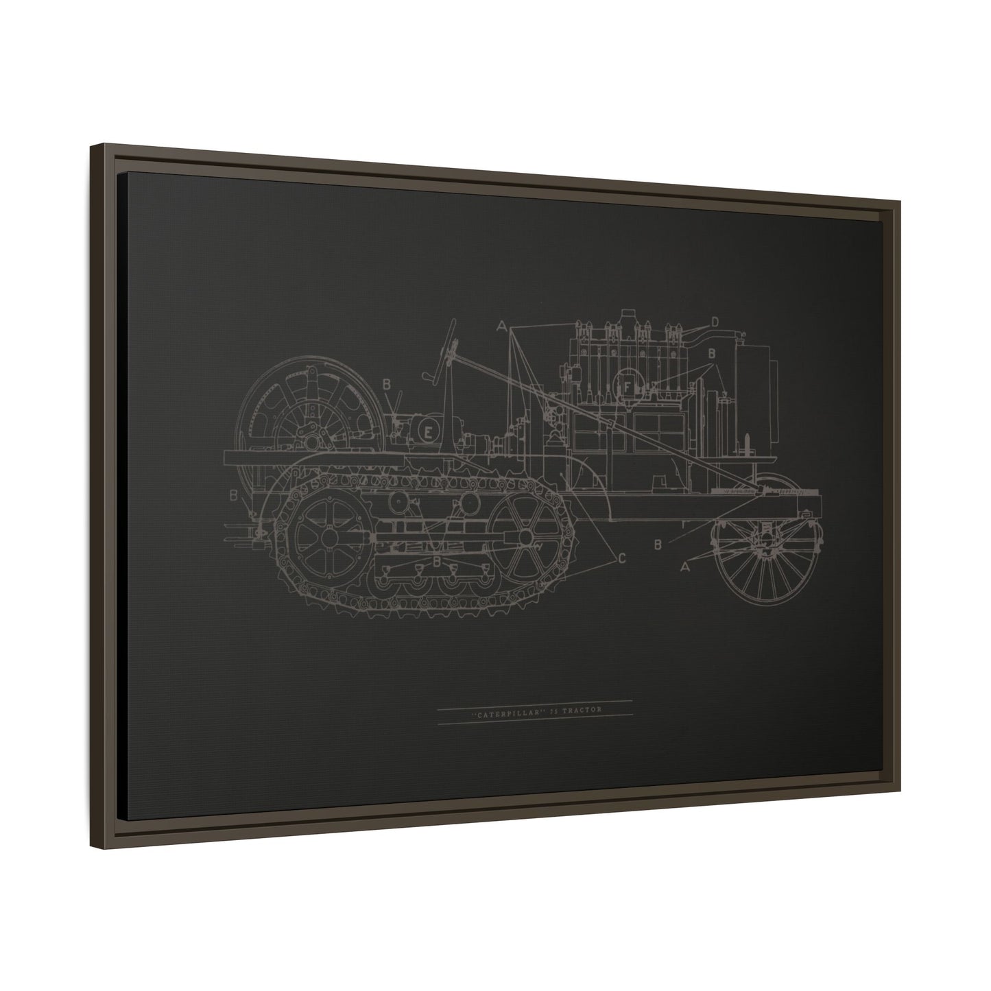 Vintage HOLT Tractor Patent Drawing Industrial Artwork | Framed Wall Art on Stretched Canvas