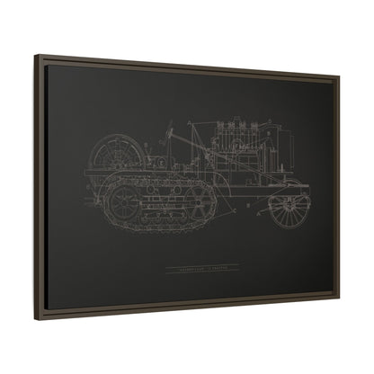 Vintage HOLT Tractor Patent Drawing Industrial Artwork | Framed Wall Art on Stretched Canvas
