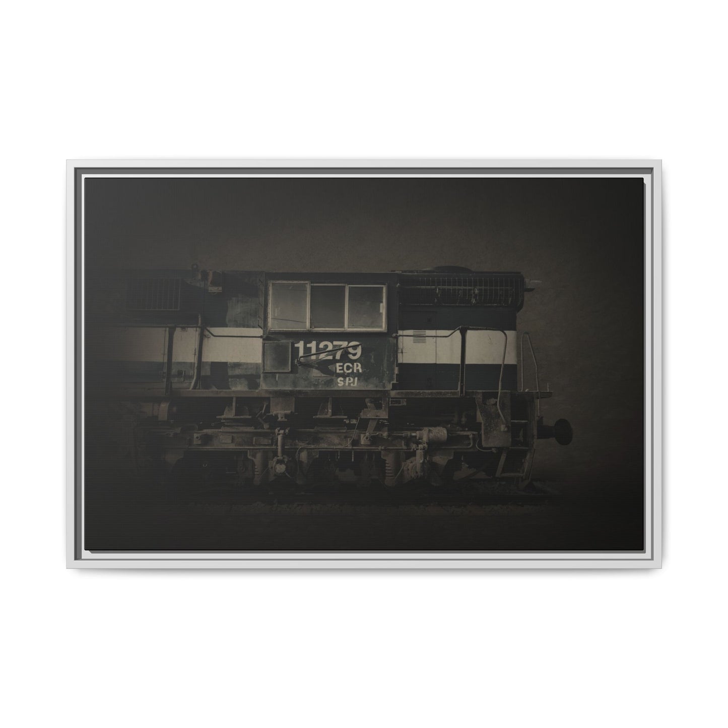 Vintage Diesel Locomotive Engine Matte Canvas Framed