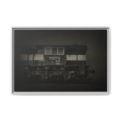 Vintage Diesel Locomotive Engine Matte Canvas Framed