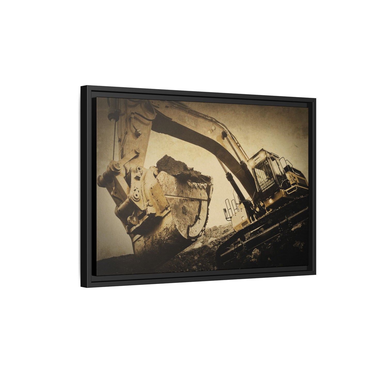 Reaching for Rocks Excavator  | Photo Art on Framed Canvas