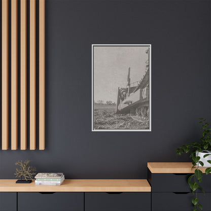 Epic D8 Dozer Triptych | Light Gray | Left Panel | Jondo | Matte Canvas Print (Framed)