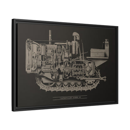 Vintage Caterpillar D2 Cutaway Drawing | Framed Wall Art on Stretched Canvas