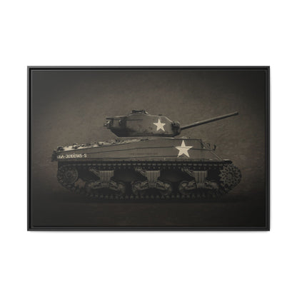 Vintage WWII  Sherman Tank, Double Star, Photo Wall Art on Framed Canvas