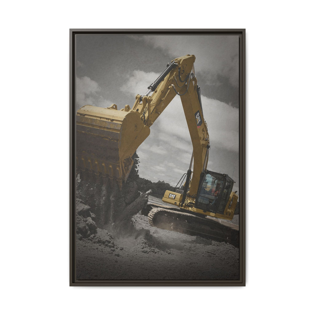 CAT 320 Excavator | Framed Wall Art on Stretched Canvas