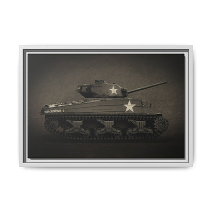 Vintage WWII  Sherman Tank, Double Star, Photo Wall Art on Framed Canvas