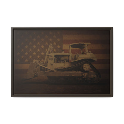 Patriotic D8N Classic Dozer | Framed Wall Art on Stretched Canvas