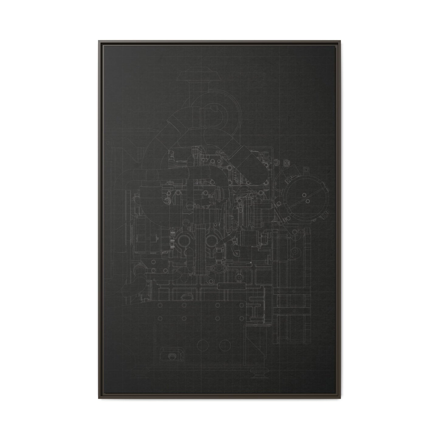 Heavy Equipment Engine Schematic Drawing – Framed Wall Art on Canvas