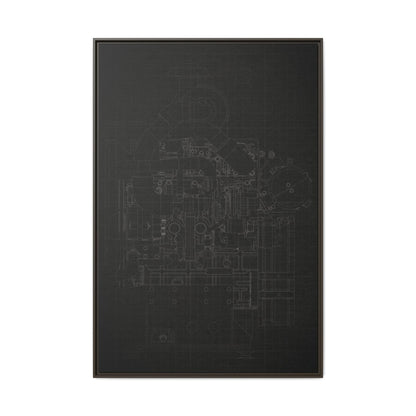 Heavy Equipment Engine Schematic Drawing – Framed Wall Art on Canvas