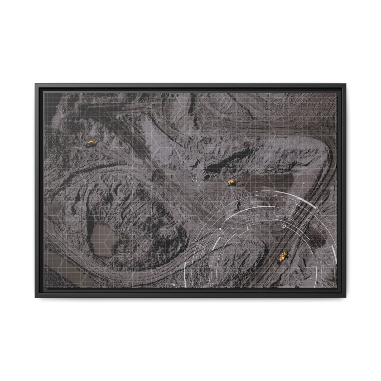 Drone Mining Construction Site - Photo Art Framed on Stretched Canvas