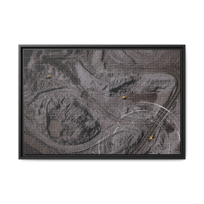 Drone Mining Construction Site - Photo Art Framed on Stretched Canvas