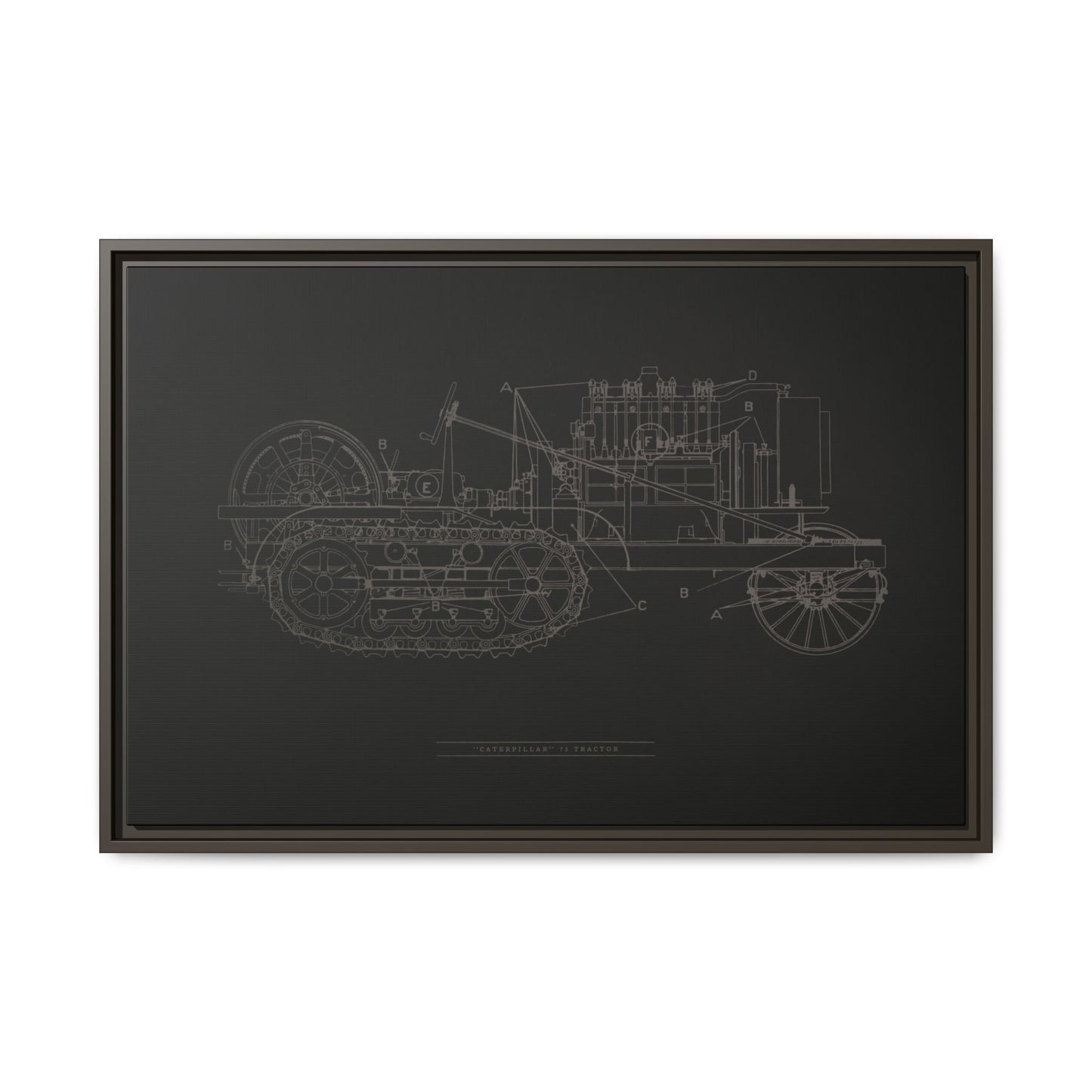 Vintage HOLT Tractor Patent Drawing Industrial Artwork | Framed Wall Art on Stretched Canvas